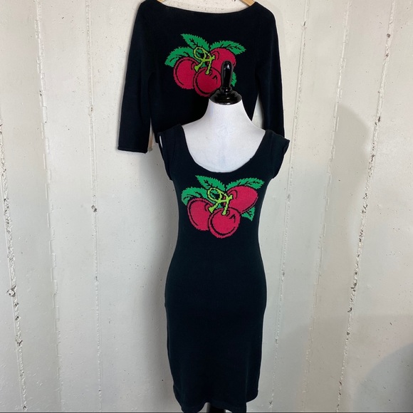 Cherry Intarsia Sweater Dress 